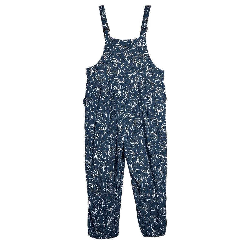 Anthropologie Blue and White Printed Denim Overalls